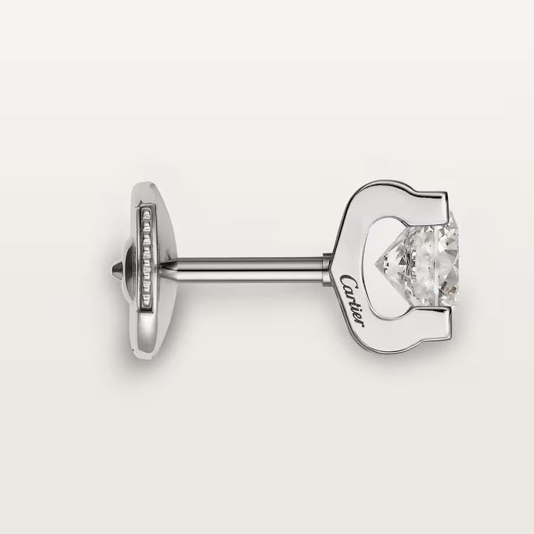 Cartier C De Cartier Earrings 18k White Gold 1.00 Carat GIA CERTIFIED