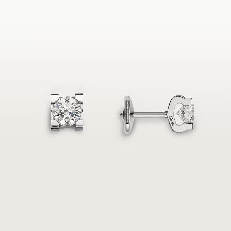 Cartier C De Cartier Earrings 18k White Gold 1.00 Carat GIA CERTIFIED