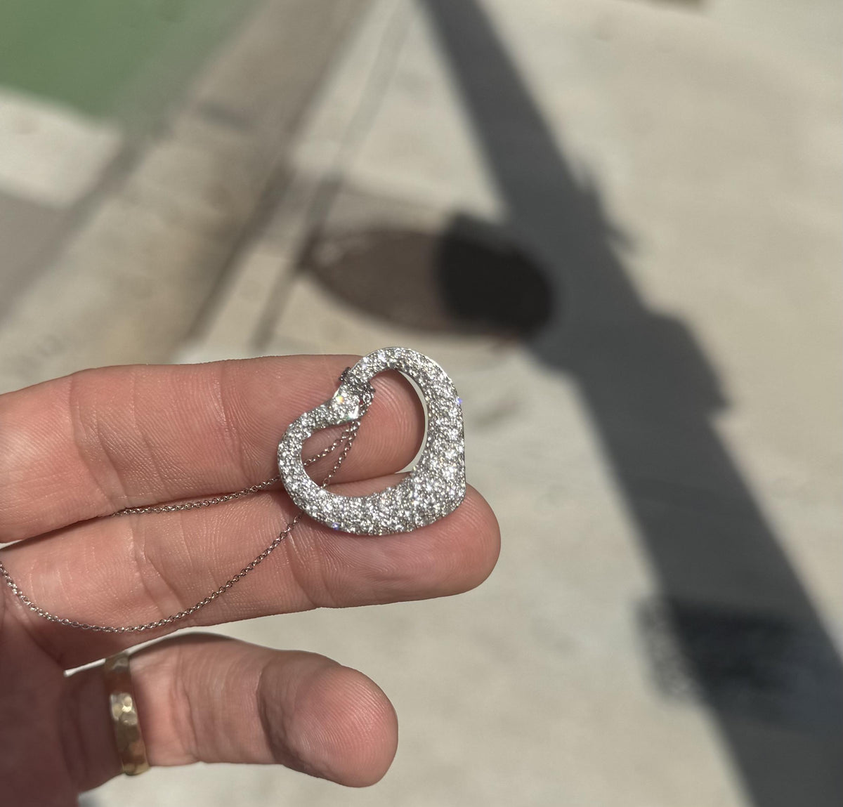 Tiffany & Co. Elsa Peretti Open Heart Large Size Pendant in Platinum