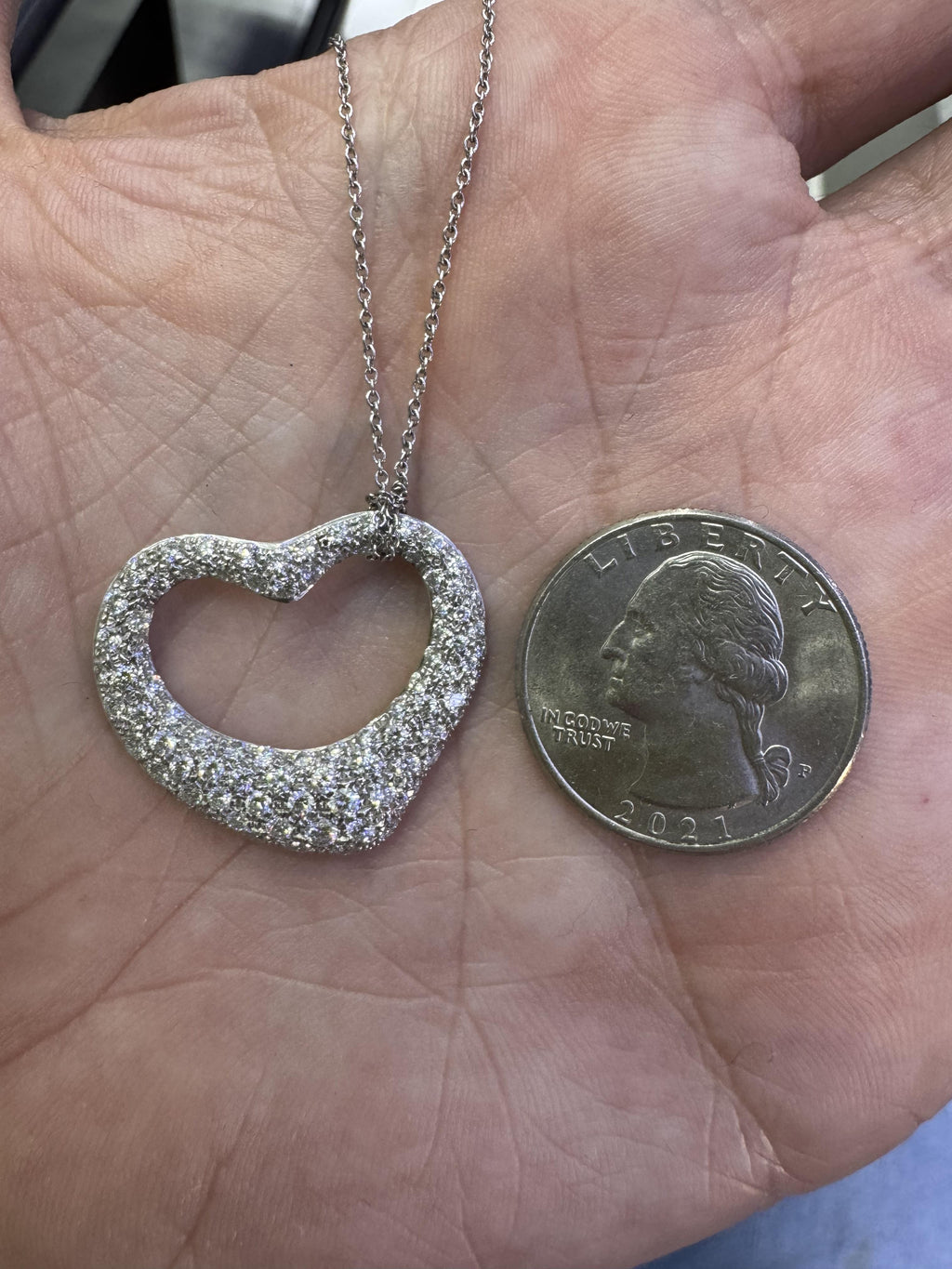 Tiffany & Co. Elsa Peretti Open Heart Large Size Pendant in Platinum