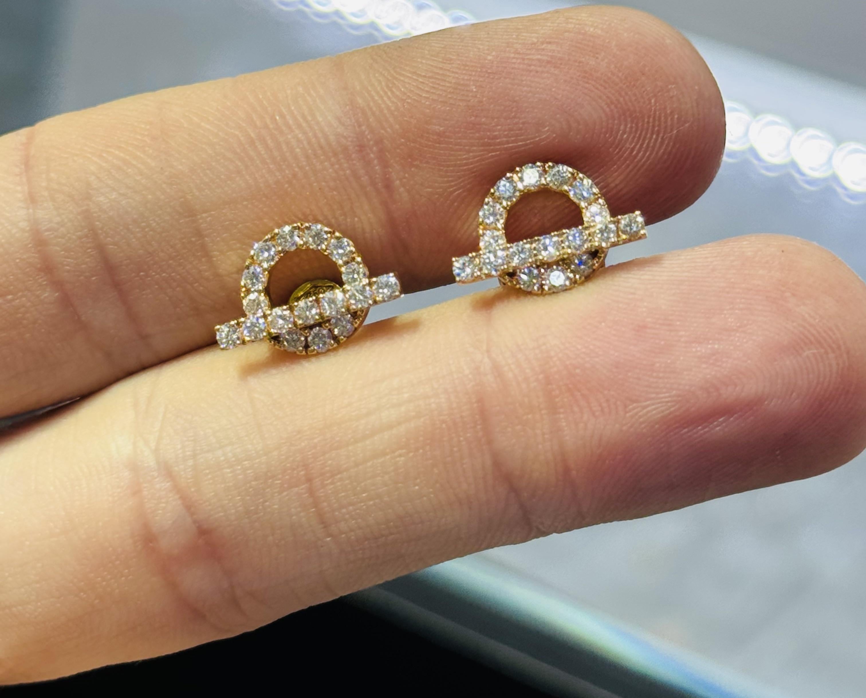 Hermes Finesse Earrings in 18k Rose Gold & Diamonds