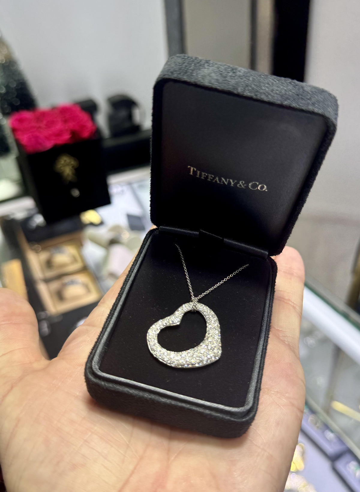 Tiffany & Co. Elsa Peretti Open Heart Large Size Pendant in Platinum